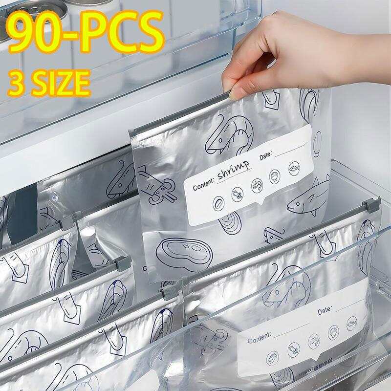 Reusable Zip Bag - 90PCS Multi-Size Reusable Aluminum Foil Storage