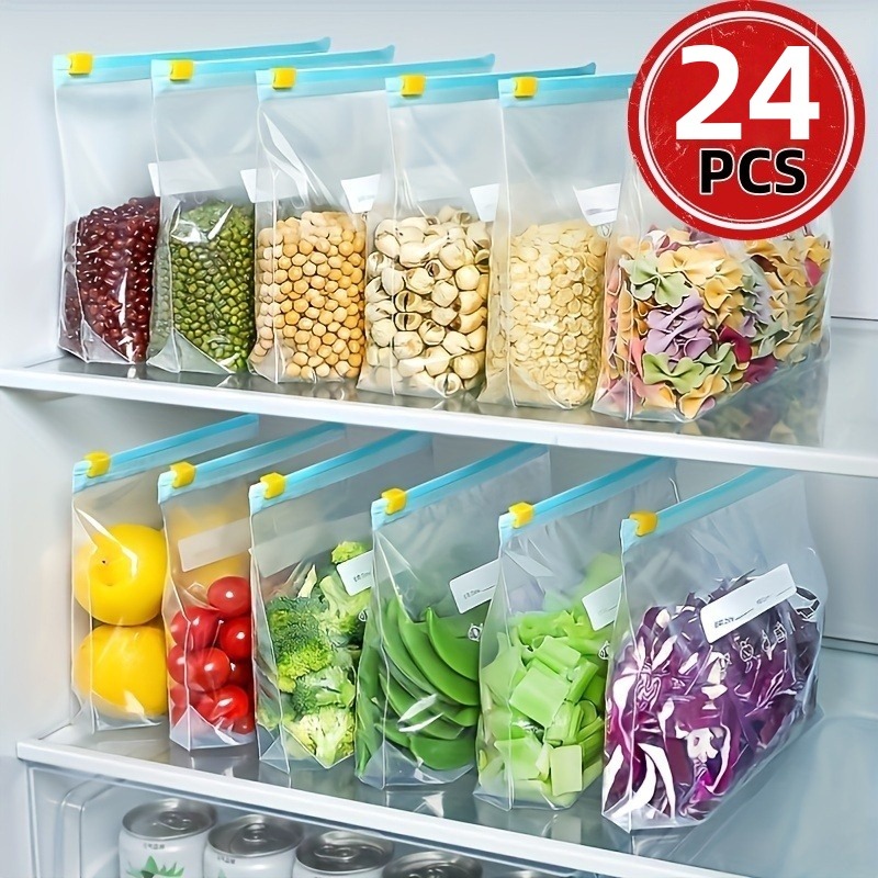 Reusable Zip Bag - 24Pcs Reusable Ziplock Food Storage Bags,