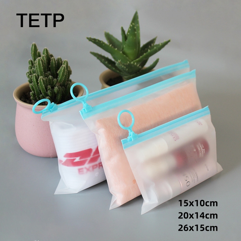Reusable Zip Bag - TETP Frosted Zipper Bags With Blue