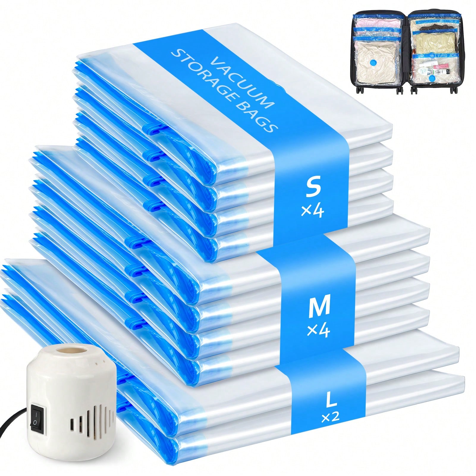 Compression Bag Vacuum - 10 Pack Travel Vacuum Storage Bags
