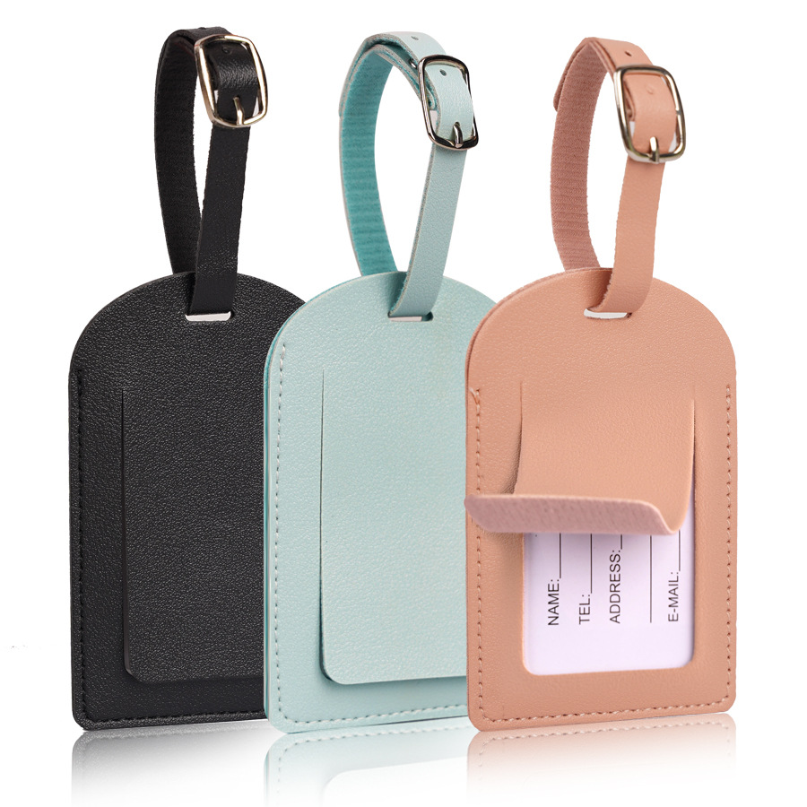 Women Men Luggage Tags PU Leat - Travel Accessories Name 评论和价格