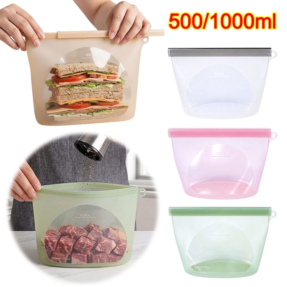 Silicone Food Preservation Bag - Reusable Zip Bag 评论和价格