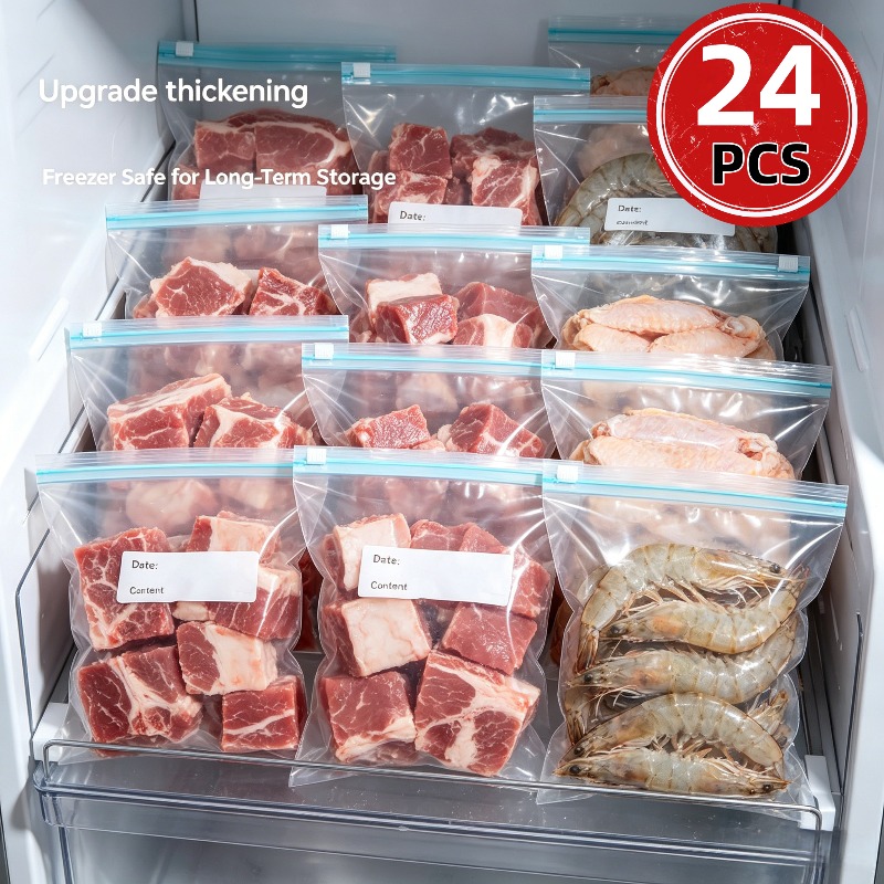 24Pcs Reusable Ziplock Food St - Reusable Zip Bag 评论和价格