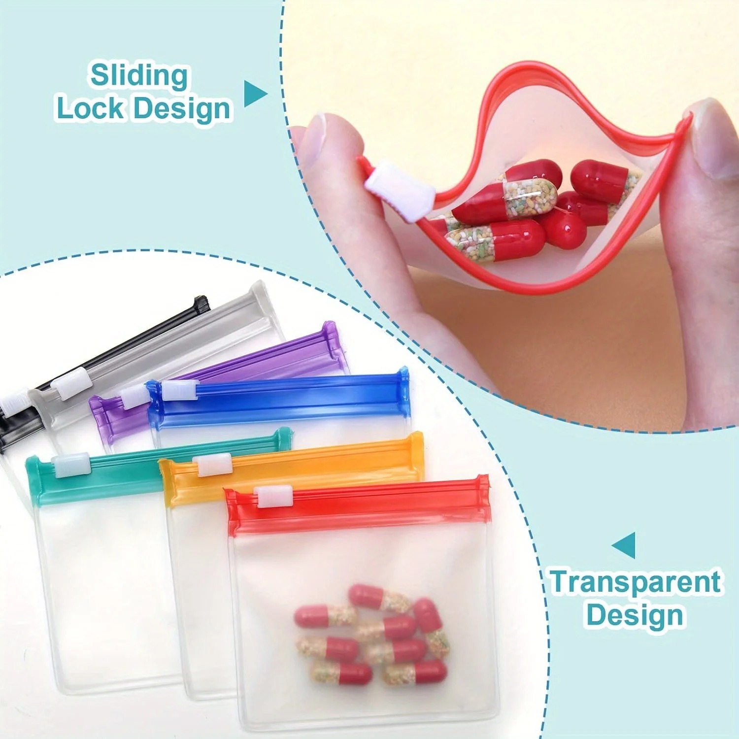 Mini Colorful Pill Dispenser B - Reusable Zip Bag 评论和价格