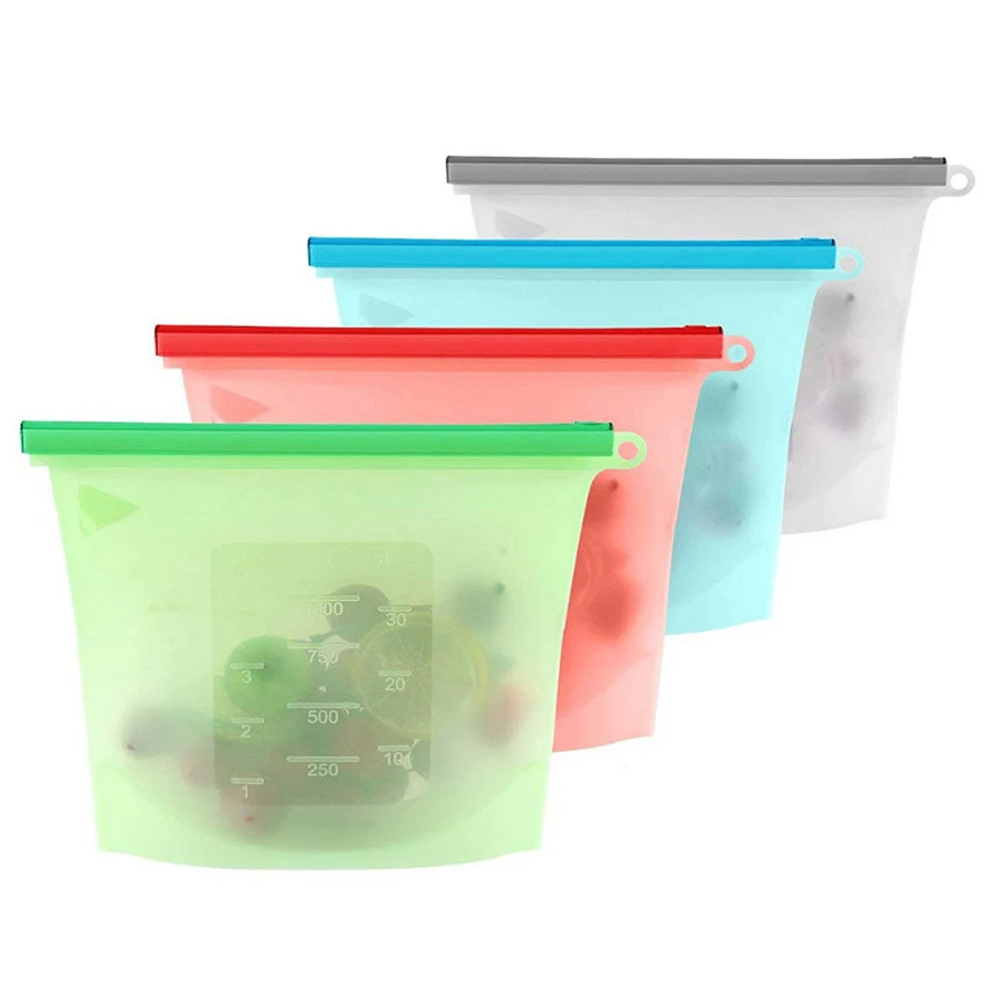 1000ml Reusable Silicone Food  - Reusable Zip Bag 评论和价格