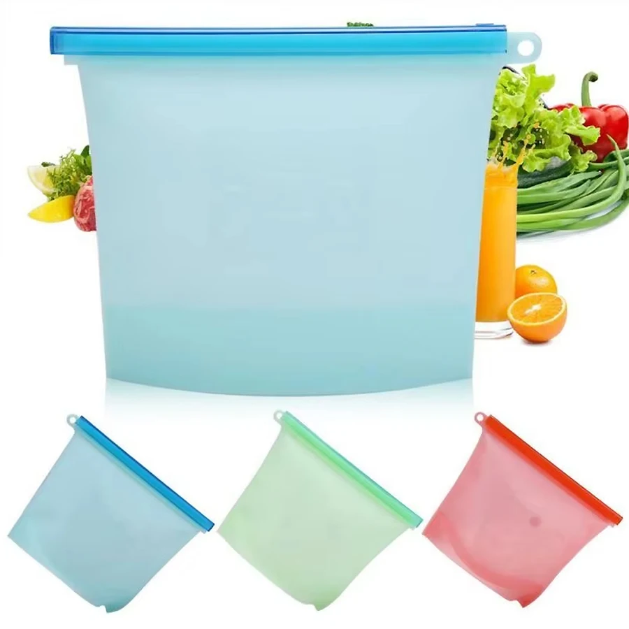 1000ml Reusable Silicone Food  - Reusable Zip Bag 评论和价格