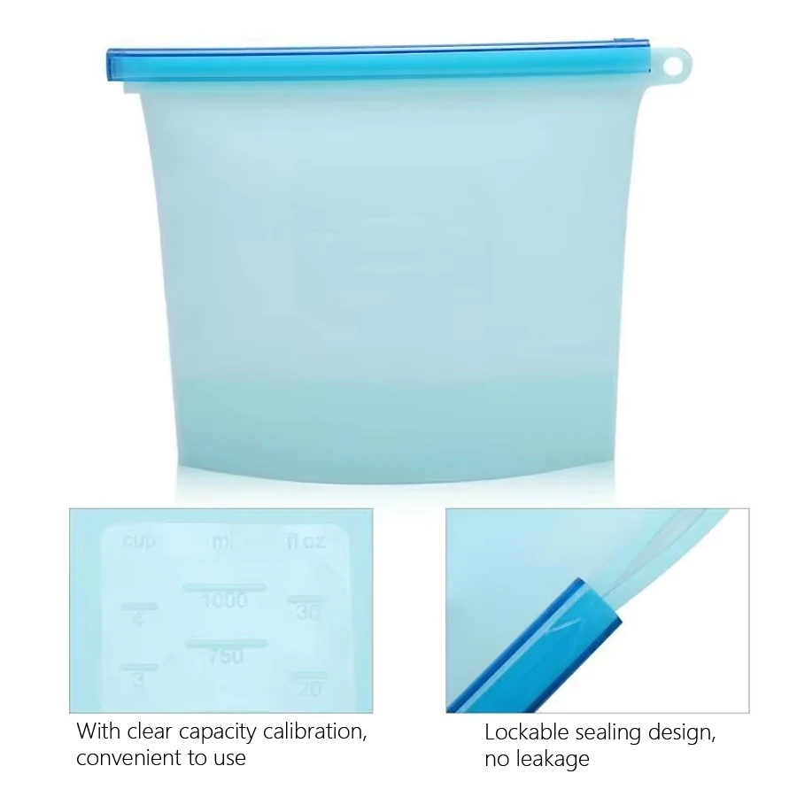 1000ml Reusable Silicone Food  - Reusable Zip Bag 评论和价格