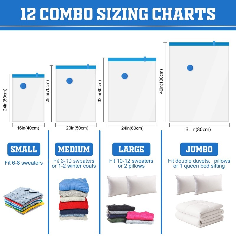 1/3/5PCS Vacuum Bag and Pump C - Compression Bag Vacuum 评论和价格