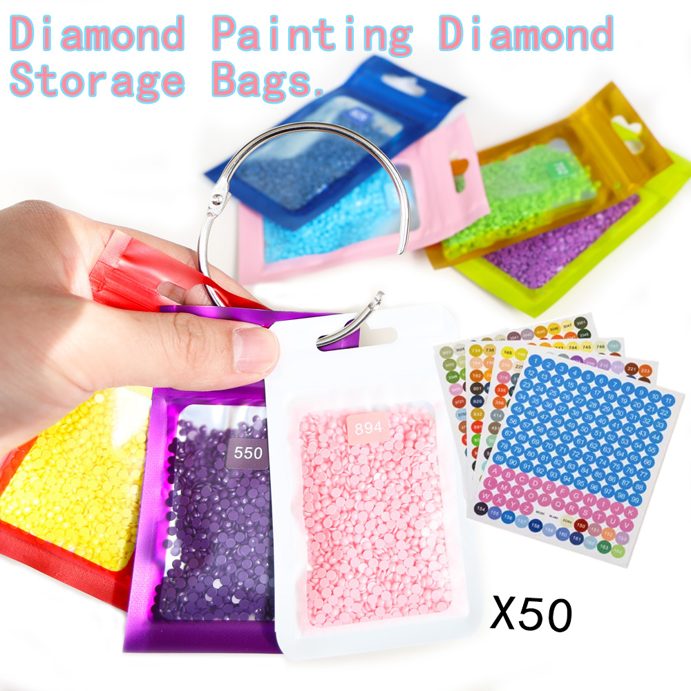 50pcs Diamond Painting Bead St - Reusable Zip Bag 评论和价格
