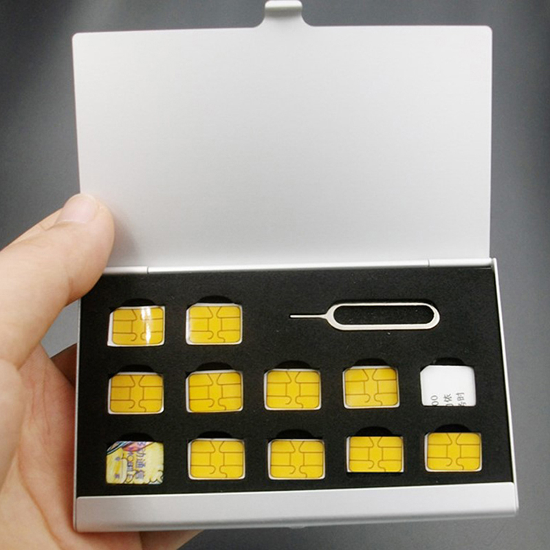 New 12-Slots-NANO+1-Slot-Card- - Sim Card Holder Case 评论和价格